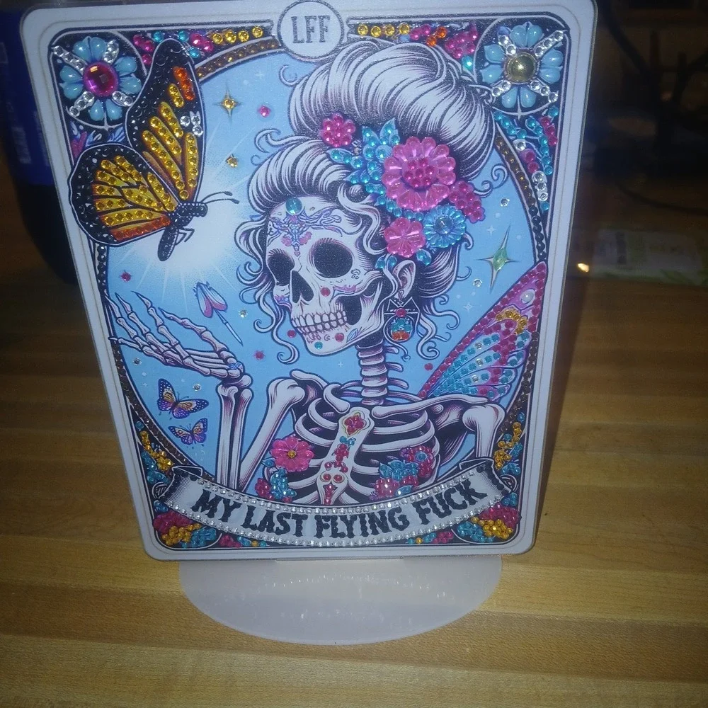 Finished 5d Diamond Art Plac With Rhinstines And‎ Stand & Leftover Kit Included